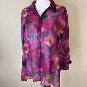 Southern Lady| 2XLarge| Button up| Semi Sheer| 3/4 sleeve
